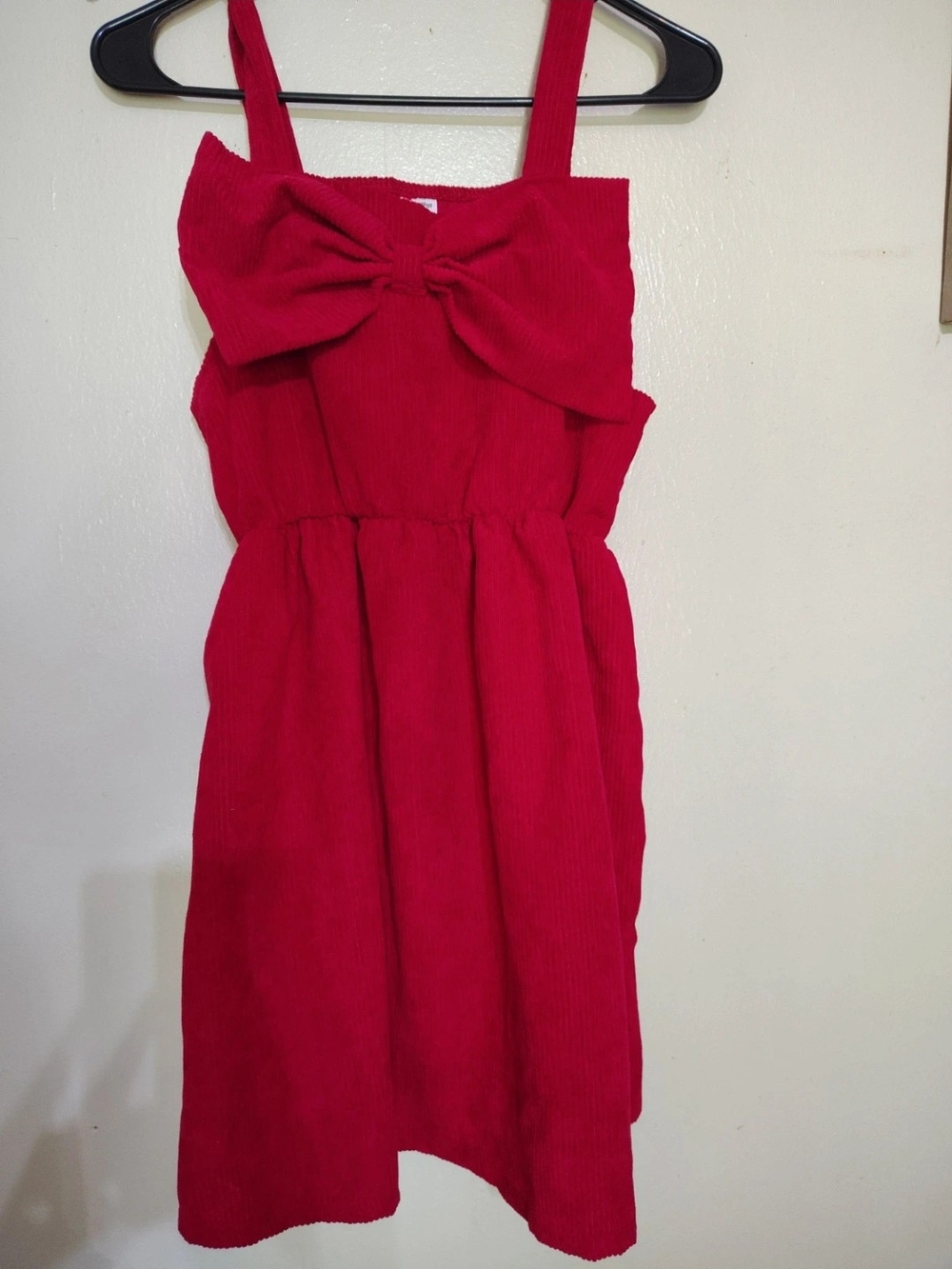 PatPat Red Bow-Front Corduroy Dress
